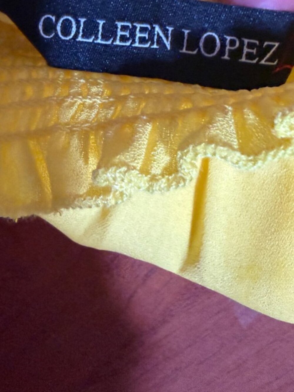 Colleen Lopez Yellow Lace Sleeve Off Shoulder Boho Tunic Top M - Picture 10 of 13